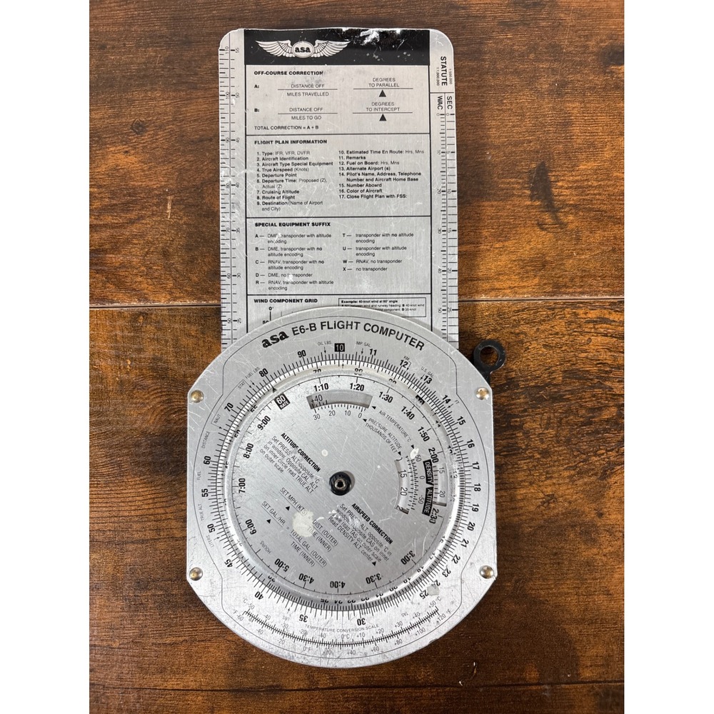 ASA E6-B Flight Computer Aluminum Circular Slide Rule Aviation Navigation Tool